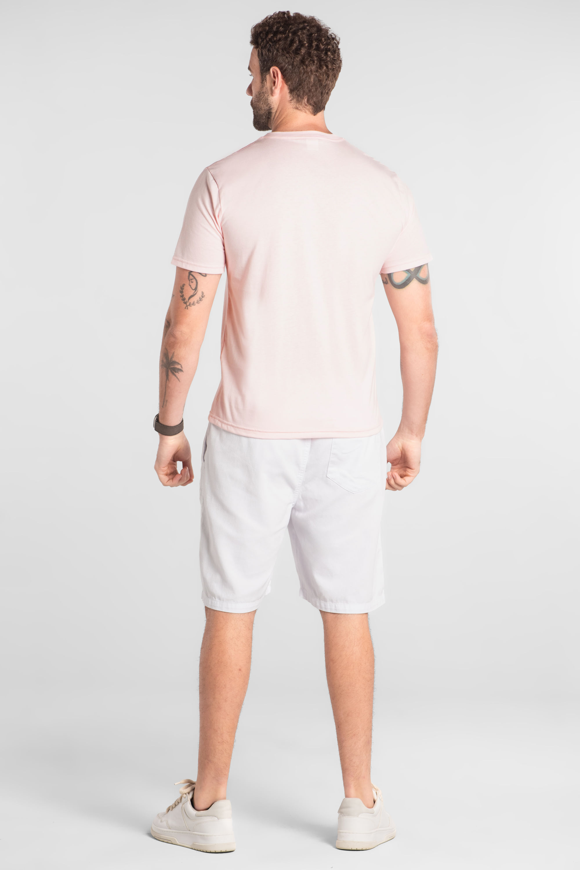 Camiseta Masculina Manga Curta em Algodão (Rosa Claro) The Philippines - Imagem 8